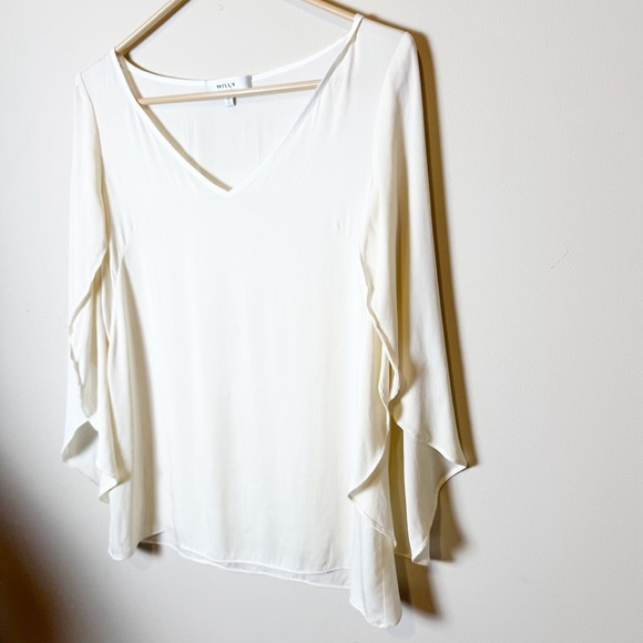 Milly Silk Butterfly Sleeve V Neck Blouse size 4 - Picture 3 of 9